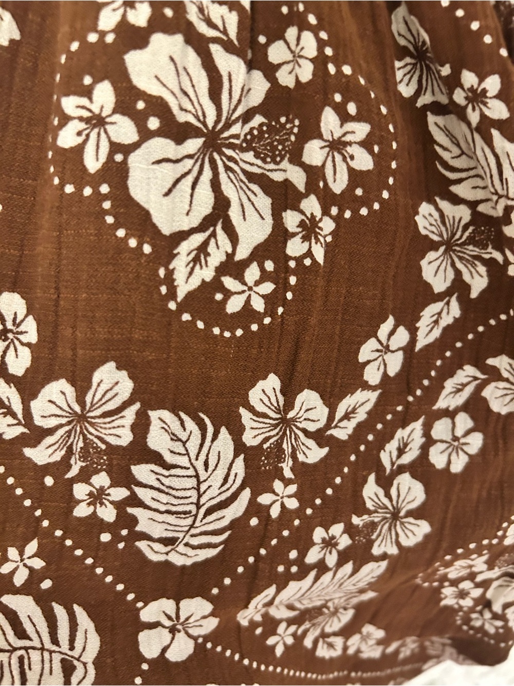 American Eagle Outfitters Brown Floral Square-Neck Wide-Leg Jumpsuit - Picture 4 of 7